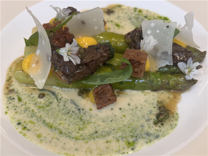asparagus and morels